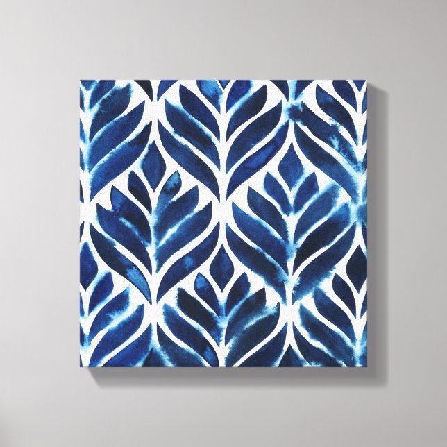 Cobalt Watercolor Tiles IV Canvas Print (Front)