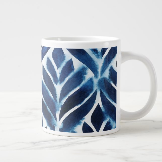 Cobalt Watercolor Tiles IV Large Coffee Mug (Right)