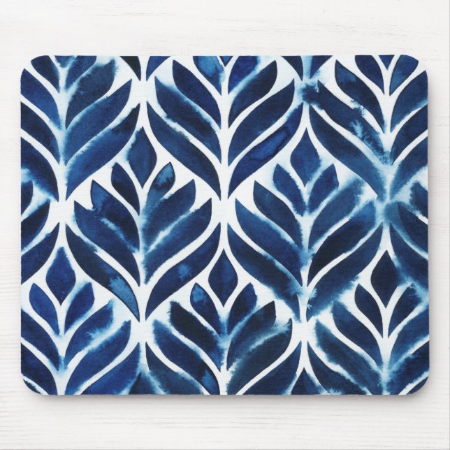 Cobalt Watercolor Tiles IV Mouse Mat (Front)