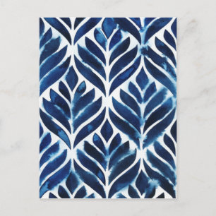 Cobalt Watercolor Tiles IV Postcard
