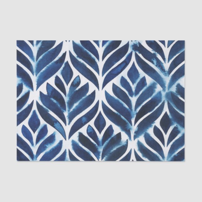Cobalt Watercolor Tiles IV Tissue Paper (Front)