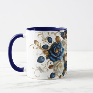 Cobalt White Flowers Mug