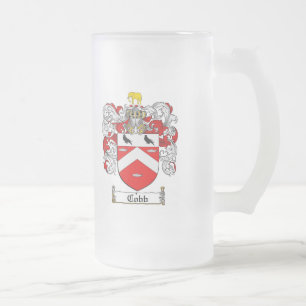 COBB FAMILY CREST -  COBB COAT OF ARMS FROSTED GLASS BEER MUG