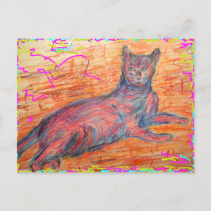 cobblestone cat postcard