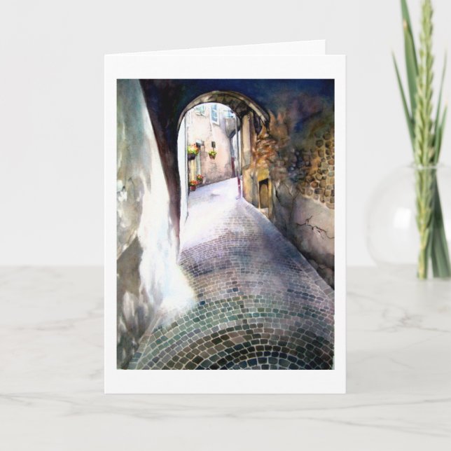 Cobblestone Corridor Greeting Card 5" x 7" (Front)