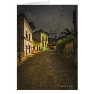 Cobblestone Road & Yellow Buildings in Mexico