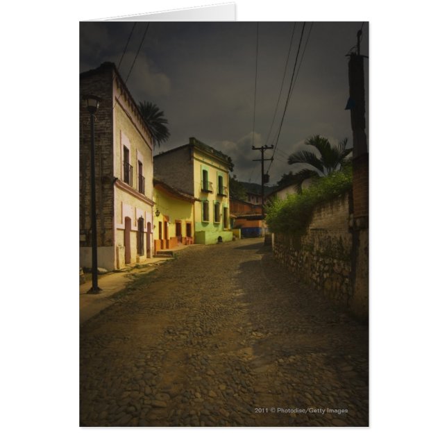 Cobblestone Road & Yellow Buildings in Mexico (Front)