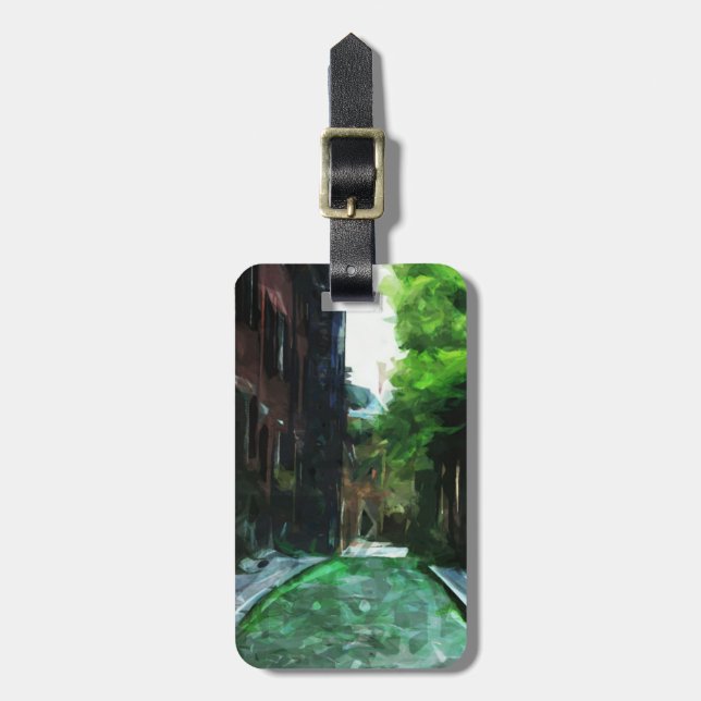 Cobblestone Street Beacon Hill Boston Abstract Luggage Tag (Front Vertical)