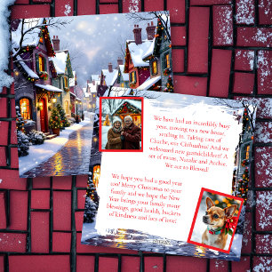 Cobblestone Street Village Personalized Christmas Holiday Card