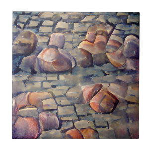 Cobblestone streets graphic art  tile