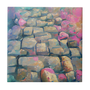Cobblestones love pink graphic art  tile