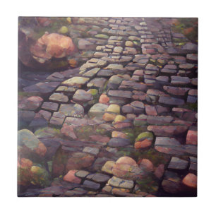 Cobblestones mossy stones graphic art tile