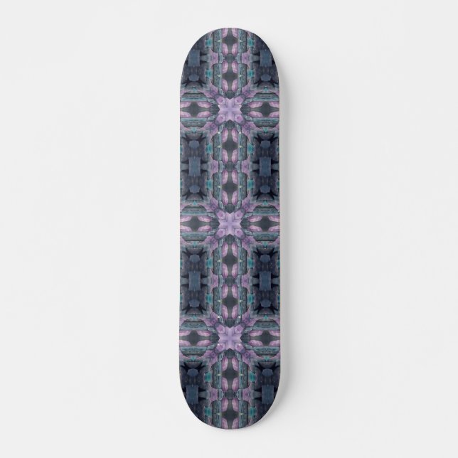 Cobblestones mystical turquoise violet geometric skateboard (Front)