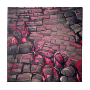 Cobblestones red black death graphic art  tile