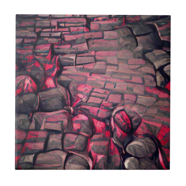 Cobblestones red black death graphic art  tile (Front)