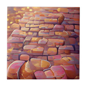 Cobblestones rose gold graphic art tile