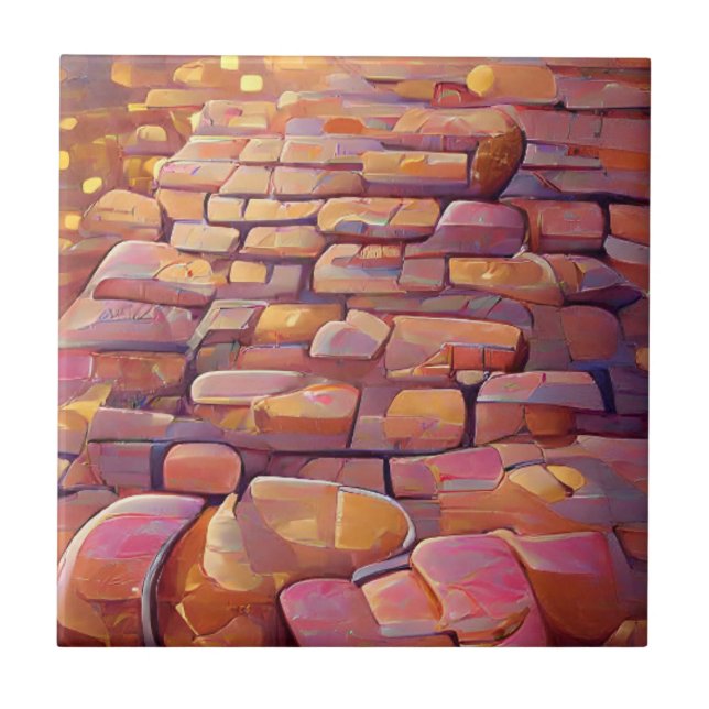 Cobblestones rose gold graphic art  tile (Front)