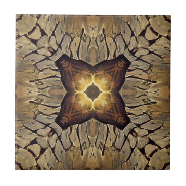 Cobblestones shimmering golden stones geometric tile (Front)