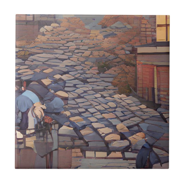 Cobblestones street graphic art  tile (Front)