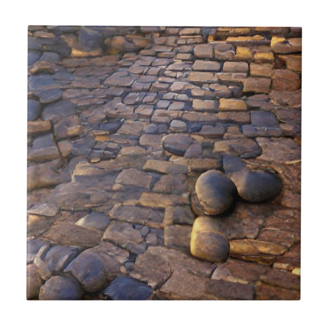 Cobblestones sunrise sunshine stones graphic art  tile (Front)
