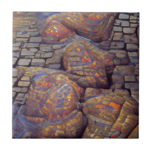 Cobblestones surreal magical colors graphic art tile