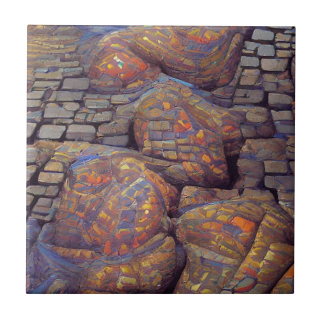 Cobblestones surreal magical colours graphic art tile (Front)