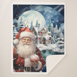 Cobertor Sherpa(Sherpa Blanket)Noite do Papai Noel Sherpa Blanket