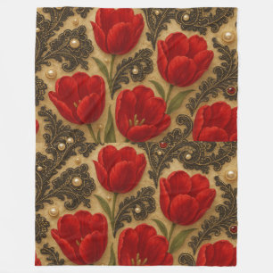 COBERTOR Tulipas e Renda DESIGN Fleece Blanket