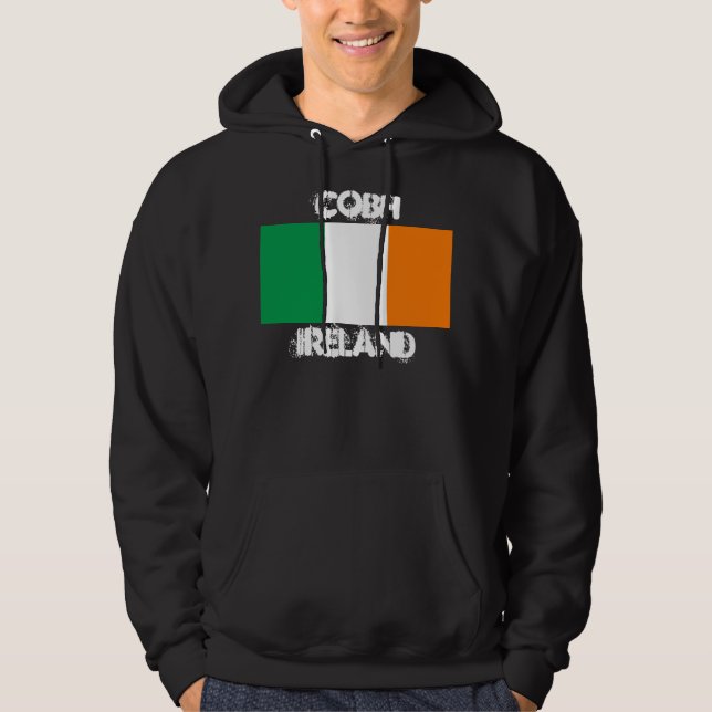 Cobh, Ireland with Irish flag Hoodie (Front)