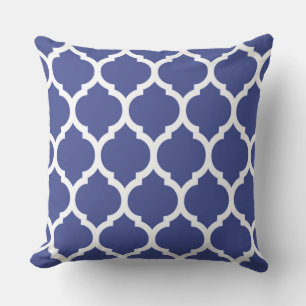 Coblat Blue Moroccan Quatrefoil Pattern Cushion
