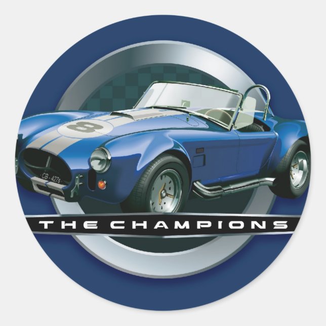 Cobra 427 blue classic round sticker (Front)