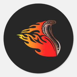 cobra flames design classic round sticker