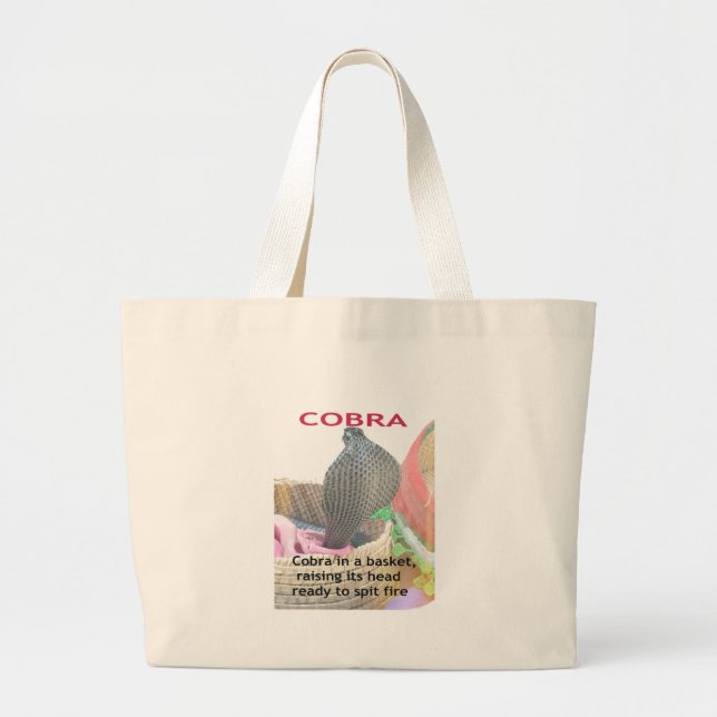 Cobra in a Basket Ready to spit Fire Large Tote Bag (Front)