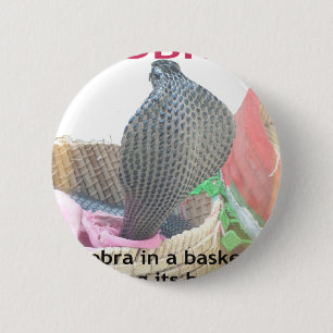 Cobra in Basket Art Print 6 Cm Round Badge