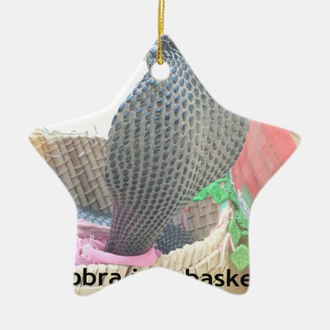 Cobra in Basket Art Print Ceramic Tree Decoration (Front)