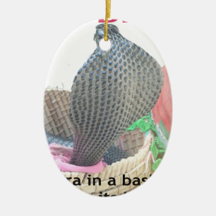 Cobra in Basket Art Print Ceramic Tree Decoration