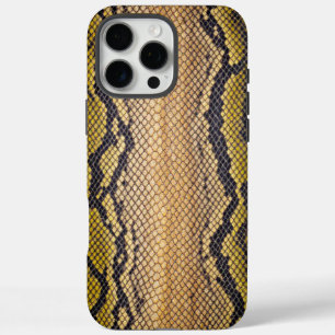 Cobra Shell: Bold Yellow and Black Snake Skin iPhone 16 Pro Max Case
