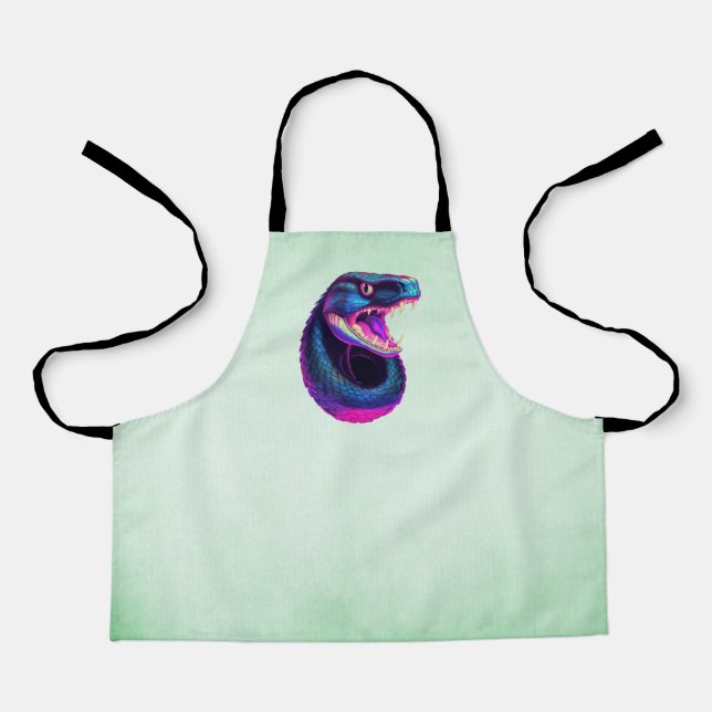 Cobra Snake in Vaporwave Aesthetic Style Apron (Front)