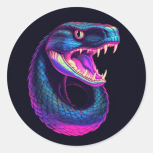 Cobra Snake in Vaporwave Aesthetic Style Classic Round Sticker