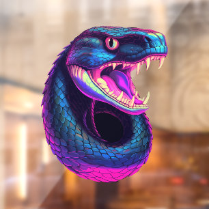 Cobra Snake in Vaporwave Aesthetic Style Window Cling