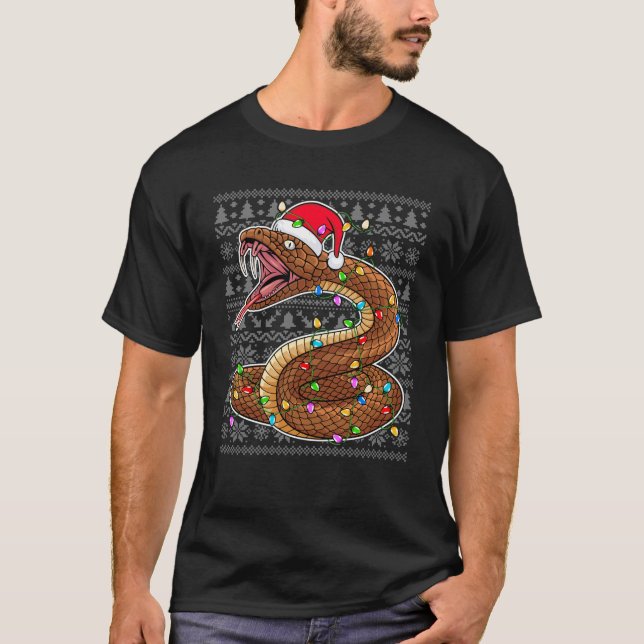 Cobra Snake Santa Hat Christmas Tree Lights Cobra  T-Shirt (Front)