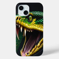 Cobra snake with vibrant green and yellow scales