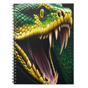 Cobra snake with vibrant green and yellow scales notebook