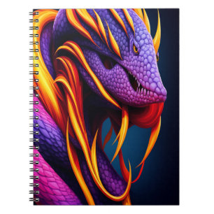 Cobra snake with vibrant orange and purple scales notebook