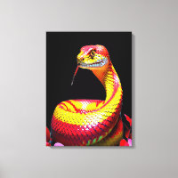 Cobra snake with vibrant red and yellow scales