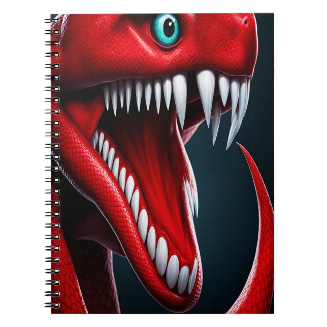 Cobra snake with vibrant red scales and blue eyes notebook (Front)