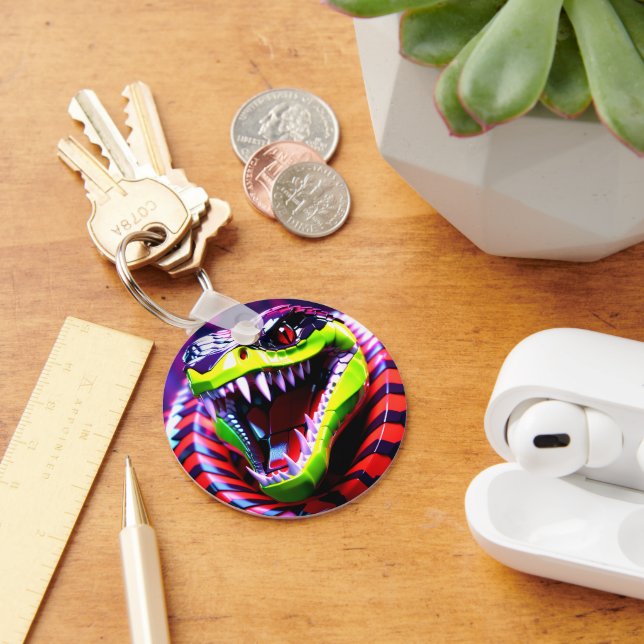 Cobra snake withlime green lips and pink eye brow key ring (Desk)