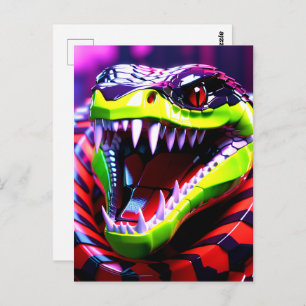 Cobra snake withlime green lips and pink eye brow postcard
