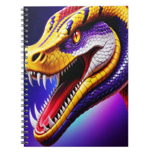 Cobra vibrant red purple white and yellow scales notebook