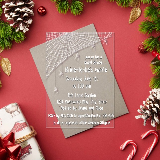Cobwebs and White Spiders Bridal Shower Invitation (Insitu (Holiday))